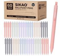 Bolígrafos de bola retráctiles Morandi, pack de 60 - Tinta negra, punta media 1,0 mm, escritura suave sin manchas, bolígrafos a clic en colores suaves y relajantes para uso diario, escuela y oficina