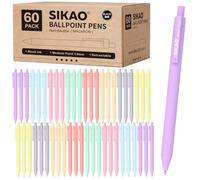 Bolígrafos de bola retráctiles pastel, pack de 60 - Tinta negra 1,0 mm punta media, escritura suave sin manchas, bolígrafos bonitos a clic para escuela, oficina, profesores y regalo para mujer