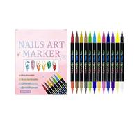 Bolígrafos De Esmalte De Uñas - 12 Colores Marcadores De Doble Extremo Secado Rápido Arte De Uñas | Herramientas Profesionales De Pintura De Uñas Para Creaciones DIY | Regalo Navidad