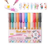 Bolígrafos de esmalte de uñas, colección acrílica de doce colores, marcadores de pintura 3D de secado rápido, kit de pinceles de diseño de forro punteado, para uso diario, fiesta, boda, vacaciones