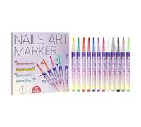 Bolígrafos de esmalte de uñas | Herramientas de manicura 3D de 12 colores, diseño de uñas, pincel delineador de puntos | para salón, fiesta, viajes, sesión de fotos, boda, práctica, fecha, diario
