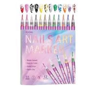 Bolígrafos de esmalte de uñas, punta fina de 0,5 mm, secado rápido, marcadores artísticos para uñas, para mujeres, principiantes, prácticas, hogar, fiestas, uso diario, Navidad, cumpleaños