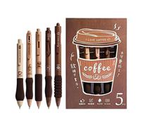 Bolígrafos de gel bonitos,5 Retráctiles Color Café, Tinta Negra Secado Rápido,set de bolígrafos de gel para estudiantes - Para Niños Y Adultos, Escuela, Aula, Oficina, Tomar Apuntes Y Escribir
