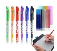 Bolígrafos de gel borrables | 6 colores para tomar notas, escritura suave de 0.5 mm, punta fina con 30 recambios para tomar notas, planificador, marcar, crucigramas