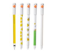 Bolígrafos de gel borrables de 0.5 mm con forma de pato, tinta suave que no mancha, paquete de 5 bolígrafos de escritura coloridos, bolígrafo de polipropileno recargable, 6.1 pulgadas de longitud