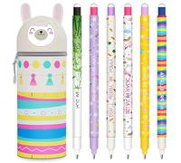 Bolígrafos de Gel Borrables Estuche de silicona suave 2 en 1, Kawaii con tinta de borrado termosensible, silicona, bolsa para bolígrafos, marcador de lápices de colores, punta de 0,7 mm (Alpaca)