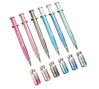 Bolígrafos de gel con jeringa, bolígrafos de tinta de escritura suave, tinta de gel novedosa de 6,37 pulgadas con flujo de punta fina, bolígrafo estilo jeringa ABS, bolígrafo de escritura creativa con