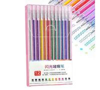 Bolígrafos De Gel Con Purpurina: Tinta Brillante Para Colorear, Punta Fina Vibrante, Escritura Con Brillo Metálico, Juego De Dibujo Artístico En Gel, Manualidades Multicolores, Tarjetas De Bocetos Par