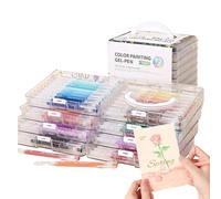 Bolígrafos de gel de colores, marcadores de dibujo, marcadores de tinta de colores con caja de almacenamiento, gran capacidad, escritura suave para niños, dibujos, diario, arte, niñas, mujeres y