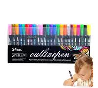 Bolígrafos de gel de contorno de lentejuelas, bolígrafos de brillo de contorno, bolígrafos de gel de contorno de lentejuelas, marcadores de contorno de garabato, marcadores metálicos con contorno de