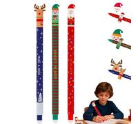 Bolígrafos de gel de Navidad con tinta de borrado, bolígrafos de tinta de gel de Navidad, plumas de tinta de Papá Noel Reindeer Erasable Pens Smooth WritingPens for ChristmasStocking Fillers Party