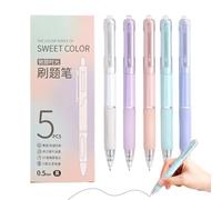 Bolígrafos de gel de tinta negra, 5 puntas de 0,5 mm, punta fina retráctil, papelería de flujo suave, kit de notas de escritura de secado rápido para adultos, niños, aula, escuela, oficina, hogar