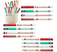 Bolígrafos de gel retráctiles de Navidad, 12 piezas de papelería retráctiles borrables, herramienta de aumento portátil para pantalla de teléfono, bolígrafos de gel con temática navideña, para