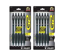 Bolígrafos de gel retráctiles Pilot G2 Premium, punta fina, caja de docena, negro (negro, 10 unidades)