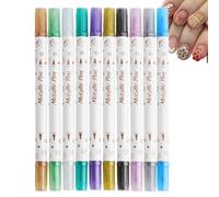Bolígrafos de graffiti de punto de uña, bolígrafos de pintura de uñas | 10x Pensos de manicura de punta de uñas de doble extremo | Madre, novia Solución de garabatos de belleza de las uñas para viajar