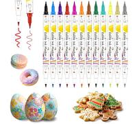 Bolígrafos de Marcador de Coloración de Alimentos, 12 Piezas de Grado Colorantes Alimentario Doble Cara Marcadores Comestibles para Decorar Pastel, Galletas, Fondante, Huevos de Pascua, Dibujo,Hornear