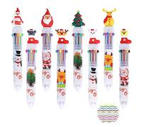 Bolígrafos de Navidad 8 Piezas Bolígrafos Multicolor de Bola Árbol de Navidad Muñeco de Nieve Papá Noel Reno Rotulador Retráctiles 10 en 1 para Estudiantes Oficina Fiesta de Navidad Papelería Regalo