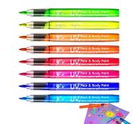 Bolígrafos de pintura reactivos a los rayos UV, kit de pintura impermeable con función de brillo, bolígrafo de maquillaje con colores llamativos, suministros de listos para Halloween, pintura