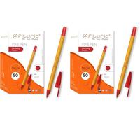 Bolígrafos de Punta Fina, Color Rojo, Caja de 50 Unidades, Punta 1mm Precisión y Detalle, Ideal para Diferentes Entornos como la Oficina, el Hogar y la Escuela (Caja 50 uds. Rojo) (Paquete de 2)