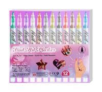Bolígrafos de uñas Art - 14,6 cm - Rotuladores acrílicos - Lote de 12 colores impermeable de secado rápido, puntas finas con motivos de puntos en de 13,5 cm, ideal para bricolaje gel de uñas en