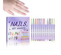 Bolígrafos - Marcadores de esmalte fáciles de usar para uñas | Fórmula suave y duradera con punta de pincel fina, perfectos para dibujar, decorar y retocar, adecuados para principiantes de 1,1 x 13,3