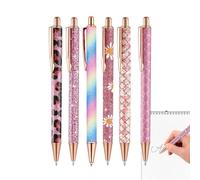 Bolígrafos para mujer | 6 Piezas Papelería Estética Con Brillo Ergonómica De 1 mm | Bolígrafos De Fantasía Para Mujer - para Escritorio Aula Universidad Trabajo Hogar Journaling Papelería Escuela