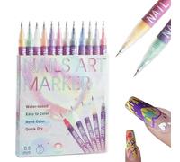 Bolígrafos para Nail Ar't - Bolígrafos para esmalte de uñas en 12 colores resistentes que se decoloran, de secado rápido, rotuladores para Nail Ar't | Bolígrafo acrílico de dibujo para grafiti