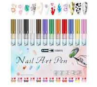 Bolígrafos para pintar uñas - Kit de marcadores para arte de uñas, bolígrafos de dibujo de flujo , fórmula profesional portátil resistente a las manchas | Línea creativa decoración de trabajo