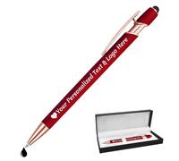 Boligrafos Personalizados Bolis Personalizadas con Nombre Personalizado Regalo Grabado para Testigo Boda Comunion Profesores Empresa Ebogado, Rojo Profundo