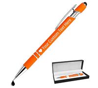 Boligrafos Personalizados con Nombre Logo Bolígrafo Personalizado Regalos Originales para Boda Comunion Bautizo Empresa Jefa Profesora, Naranja