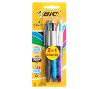 Bolígrafos retráctiles de 4 colores cada uno, tamaño mediano 1 mm, paquete de 3 unidades, de la marca Bic