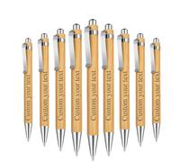 Bolígrafos retráctiles de madera de bambú personalizados, bolígrafos de tinta negra grabados, con nombre personalizado, logotipo para regalos, escritura, suministros escolares de oficina (100