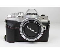 BolinUS E-M10 Mark IV - Funda de piel auténtica hecha a mano para Olympus OM-D E-M10 Mark IV versión de apertura inferior + correa de mano (negro)