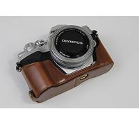 BolinUS E-M10 Mark IV - Funda de piel sintética hecha a mano para Olympus OM-D E-M10 Mark IV con correa de mano (café)