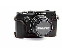 bolinus hecho a mano genuino real Mitad cámara caso bolsa protectora de cuero para Olympus Pen-F apertura inferior versión + correa de mano