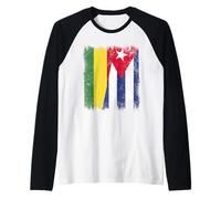 Bolivia Cuba Media Bandera Patrimonio Cubano Boliviano Camiseta Manga Raglan