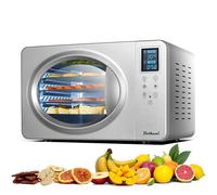 Bolkani Deshidratador de acero inoxidable con 6 bandejas plateadas de aspecto retro, 500 W, pantalla LED, temperatura de 20 - 90 °C, temporizador de 24 horas, silencioso, incluye bandeja de goteo y