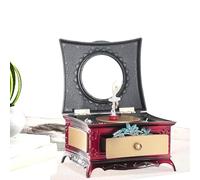 Bollerina Music Box - Caja de regalo, organizador adolescente | Bailarina de liquidación clásica con espejo de bloqueo y vidrio seguro, caja de joyería decorativa para accesorios de dormitorio, rojo