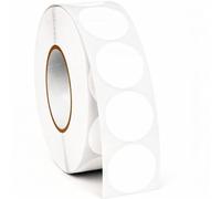 Bollini Adhesivos blancos de 20 mm - 1000 unidades en rollo - Etiquetas adhesivas redondas para escribir, resistentes al agua - para organización casa, oficina, cocina, planificador