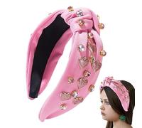 Bollisate Diademas de San Valentín para mujer, Diadema del Día de San Valentín, Diademas anchas con forma de corazón y diamantes de imitación, Diademas con diamantes de imitación para mujer,