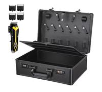 Bollisate Estuche de viaje para barbería, organizador profesional duro de gran capacidad con cerraduras, soporte para suministros de maletín de barberos, para tijeras y mesa de trabajo