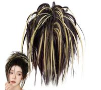 Bollo de extensión de cabello rizado - Elegante peluca elástica para disfraces - Bollos desordenados naturales, extensiones de pelo de cola de caballo para salir, vestido diario de mujeres y niñas