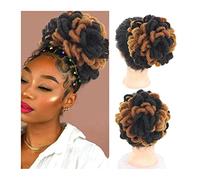 Bollo sintético rizado cordón cola de caballo estiramiento cepillo for el cabello Clip moño trenza pinza for for mujeres negras con Pieza de Pelo de Moño Desordenado