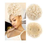 Bollo sintético rizado cordón cola de caballo estiramiento cepillo for el cabello Clip moño trenza pinza for for mujeres negras con Pieza de Pelo de Moño Desordenado