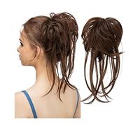 Bollos desordenados de cabello humano Cabello de moño desordenado despeinado, extensiones de cola de caballo Chignon con banda de goma elástica, cola de caballo rizada for mujer Pieza de pelo de moño(