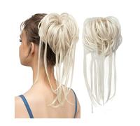 Bollos desordenados de cabello humano Cabello de moño desordenado despeinado, extensiones de cola de caballo Chignon con banda de goma elástica, cola de caballo rizada for mujer Pieza de pelo de moño(