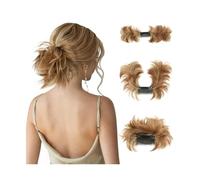 Bollos desordenados de cabello humano Clip en postizos Donut Updo extensiones de moño de pelo sintético desordenado pelo rizado moño Scrunchies piezas de cabello for mujeres Pieza de pelo de moño(Colo