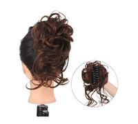 Bollos desordenados de cabello humano Coleteros con clip de garra for moño for mujer, pieza de pelo de moño desordenado, pelo desordenado Updo sintético ondulado rizado moño cola de caballo for uso di