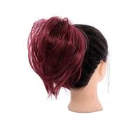 Bollos desordenados de cabello humano Extensión de cola de caballo, banda elástica, moño for el cabello for mujeres y niñas, moño desordenado, pieza de cabello, moño falso, moño de donut recto corto s