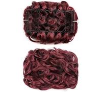 Bollos desordenados de cabello humano Extensión de moño, bandeja for platos, postizos de cola de caballo for mujeres, postizo de moño desordenado, pelo sintético Updo rizado, pinzas de peine de extens
